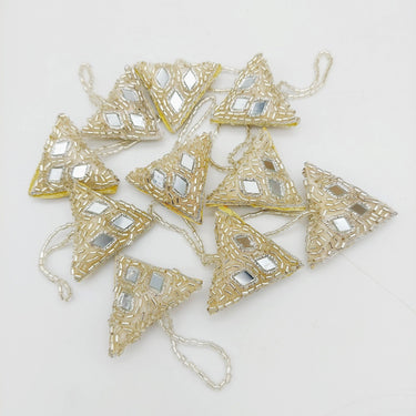 Light Gold Beaded Mirror Tassels Latkan, Bridal Tassels, Decorative Tassels
